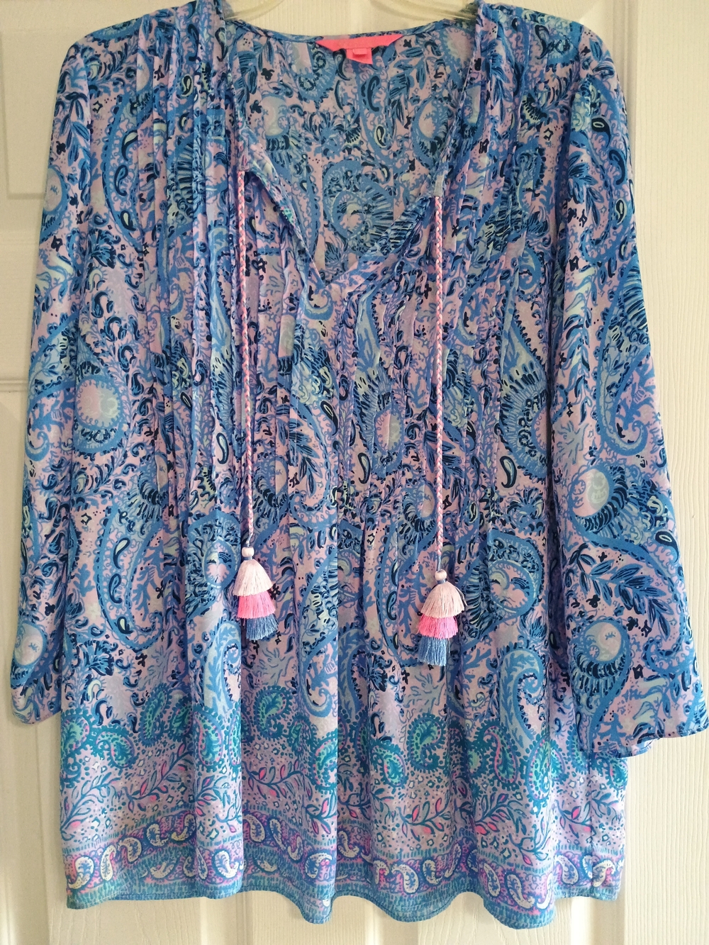Lilly Pulitzer Blue and Pink Floral Print Top